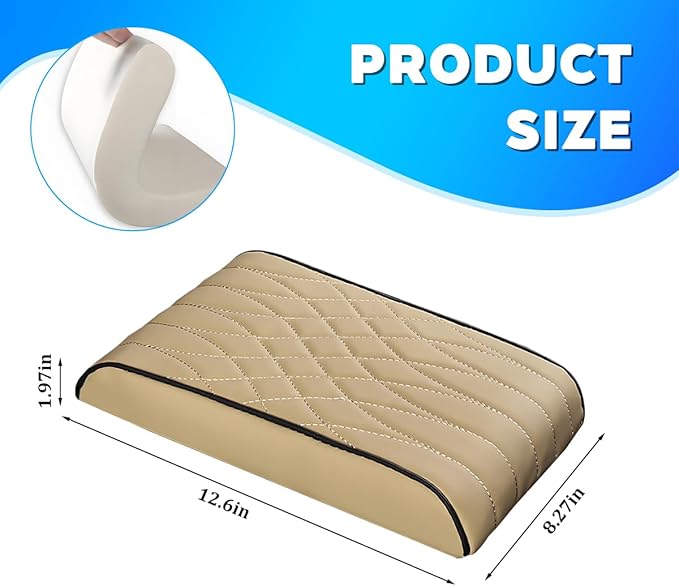 BESULEN Car Center Console Cover, Memory Foam Scratch & Wear Resistant Vehicle Armrest Storage Box Cushion Pad, Auto Interior Middle Console Protector, Universal for Sedan RV Pickup (Beige)