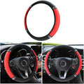 Bling Soft Leather Steering Wheel Cover, 15 Inch Colorful Rhinestones Auto Elastic Steering Wheel Protector, Sparkly Crystal Diamond for Women Girls, Car Accessories for Most Cars (Red)