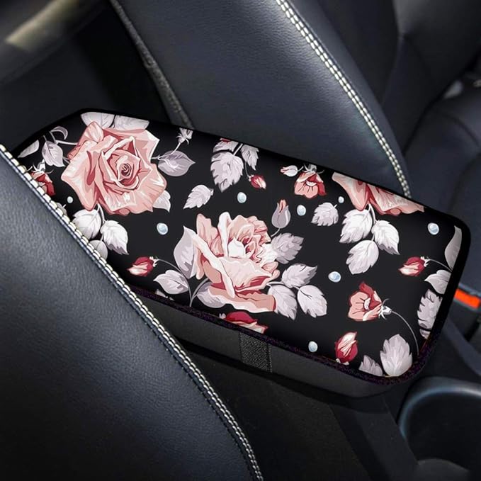 Car Center Console Armrest Cover Pad Floral Soft Comfort Vehicle Arm Rest Lid Protectors Cars Interior Accessories