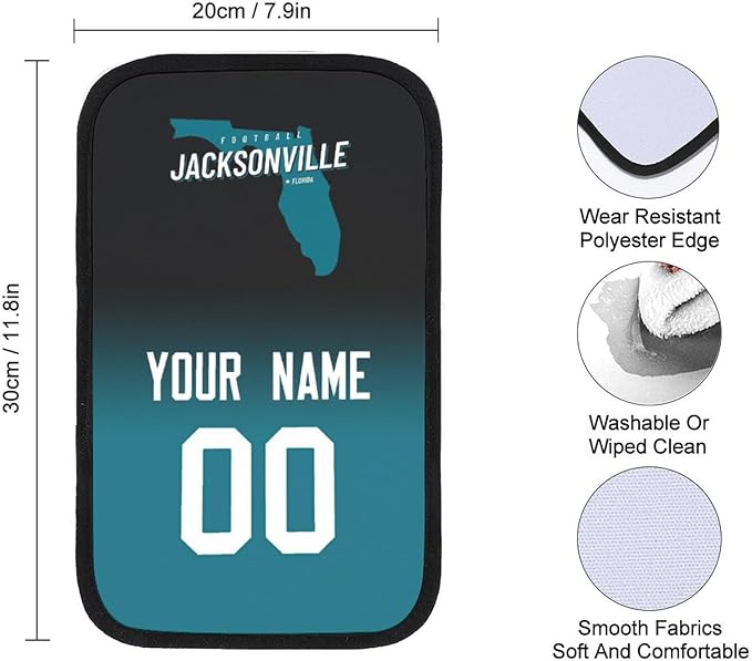 Custom Football Car Armrest Covers Universal Auto Center Console Pad Car handrail Box Cushion Personalized Add Name & Number Fans Gift Fit Suit for SUV Truck Sedan Van
