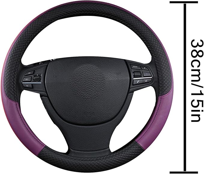 Steering Wheel Cover for Jeep Grand Cherokee 2025 2022-2024, Leather Easy Installation Car Interior Accessories Breathable Auto Protector Non Slip Grip,Purple