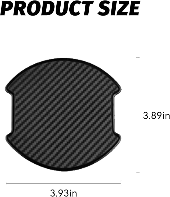 4Pcs Car Door Handle Stickers, 3D Carbon Fiber Texture Auto Door Cup Protective Film, TPU Scratch Protector Cover Guard Pad, Vehicle Door Bowl Paint Cover for Most Models(3.89''×3.93'')