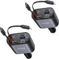 Car Phone Charger Adapter 2Pack Retractable Car Charger 4in1 Fast Charging Dual Retractable Cables 31.5 Inch Multiple Ports Charging Station Compatible with iPhone 17/16/15/14/13/12/11 Pro Max/Samsung