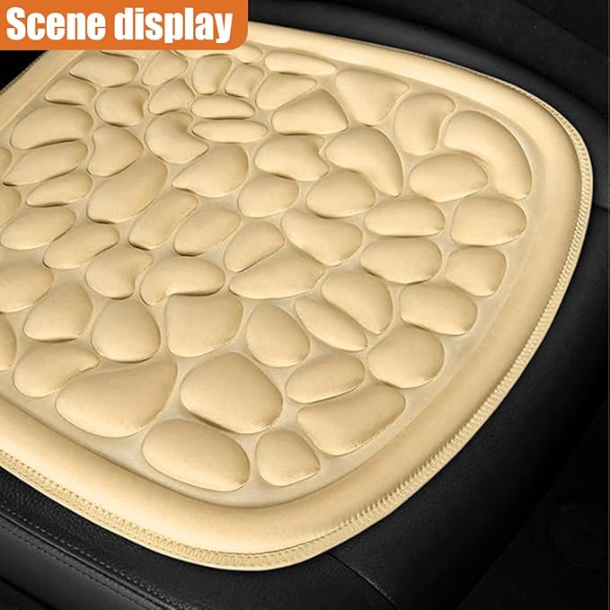 Car Seat Cover, Breathable Comfort Auto Seat Cushion Pad, All Seasons Non-Slip Car Front Driver Bottom Seat Protector, Universal Pressure Relief Accessory for Most Vehicle, Office (Beige)