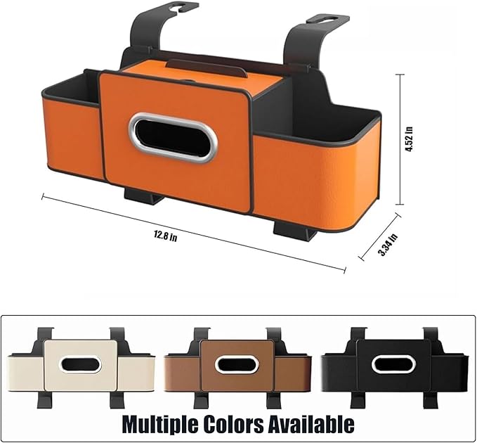 Car Organizers and Storage Box, 4 in 1 Multifunctional Car Organizer Back Seat with 2 Cup Holders & Tissue Box, Backseat Cars Organizer for Hold Phone, Snacks, Drinks, Handbag(Black,2Pcs)