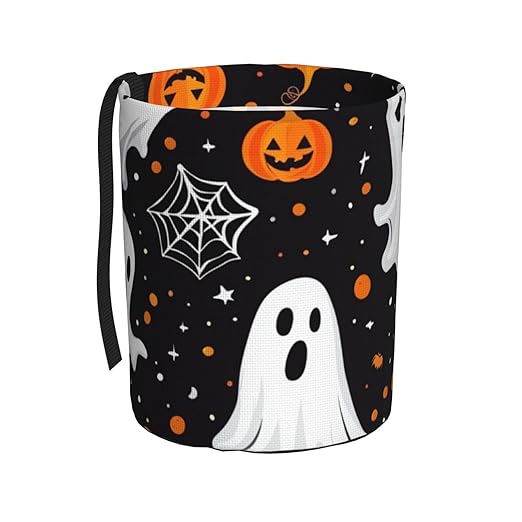 Cute Ghosts Pumpkins Car Trash Can Garbage Cans Foldable,Cute Hanging Car Organizer and Storage Bag Leak Proof, Auto Back Seat Trash Bin Universal for Truck, SUV, Outdoor Travel