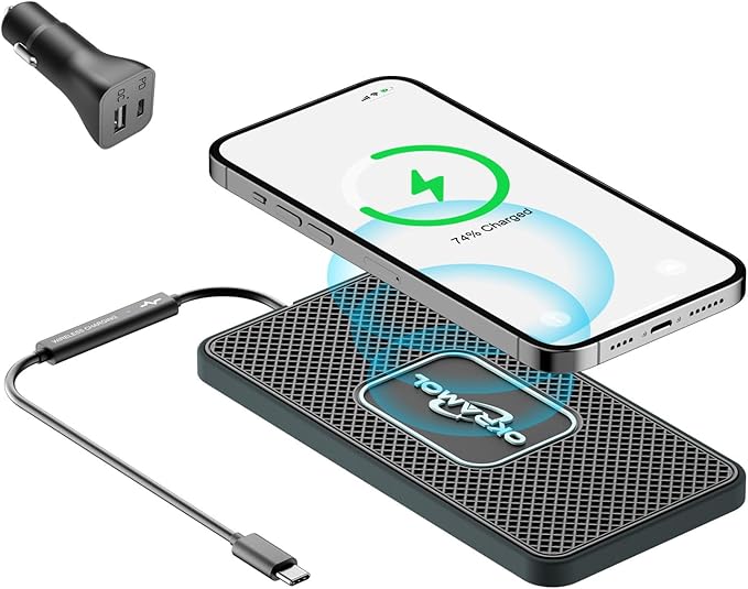 Wireless Charger for Car, Type C Wireless Fast Charging Pad,Charging Station for Multiple Devices,Adapter for AirPods iPhone15/14/13/12 Pro/Max11 Android Samsung S20 S21 S22 S23 (30CM Cable)