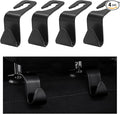 4 PCS Car Seat Headrest Hooks, Auto Seat Hook Hangers Storage Organizer, Back Seat Hanger for Car Handbag Clothes Coats Grocery Bags, Universal Interior Car Accessories (Black)