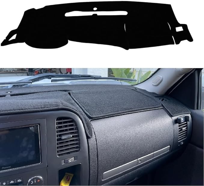 KEDAKEJI Black Dashboard Dash Board Cover Mat Carpet Compatible with 2007-2013 Chevrolet Silverado GMC Sierra