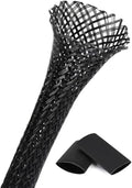 25ft - 3/4 Inch Cable Management Sleeve Protector,Wire Loom PET Expandable Wire Sleeving for Office TV Computer Home Theater Engine Bay Cord Organizer,Protect Cables from Pet Cat Dog Chewing,Black