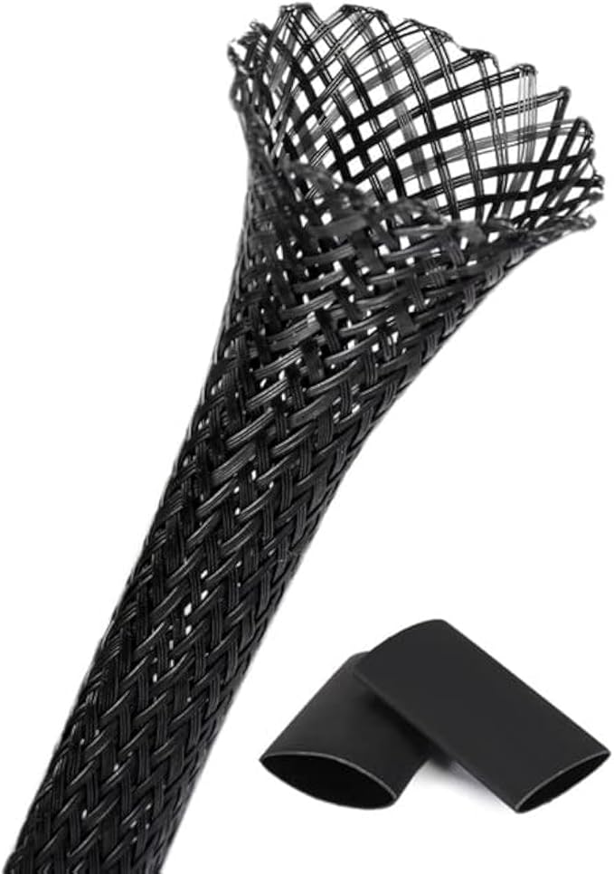 25ft - 1 Inch Cable Management Sleeve Protector,Wire Loom PET Expandable Wire Sleeving for Office TV Computer Home Theater Engine Bay Cord Organizer,Protect Cables from Pet Cat Dog Chewing,Black