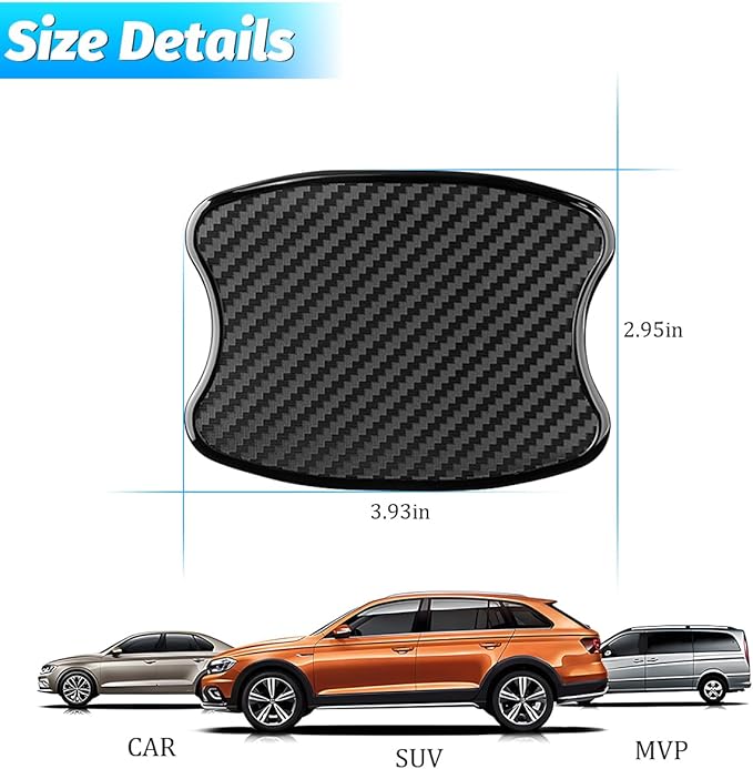 4PCS Carbon Fiber Car Door Handle Cup Protector, 3D Anti-Scratch Vehicle Door Handle Bowl Protective Sticker, Waterproof Automotive Paint Guard Film, Universal for SUV RV Truck (3.93 x 2.95'')