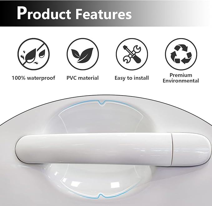 Kewucn 4PCS Car Handle Sticker, Carbon Fiber Auto Door Handle Protective Films, Anti-Scratch Vehicle Door Protector, Universal Exterior Accessories for Most Cars (Transparent)