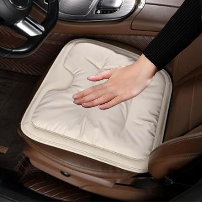 Livena Car Seat Cushion for Long Driving, Livena Lumbar Comfortable Memory Foam Car Seat Cushion, Universal Anti-Slip Seats Covers Front (Off-White)