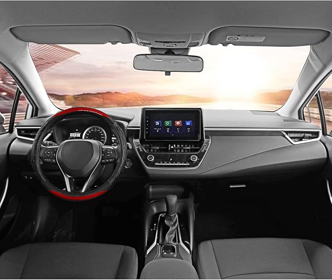 GIANT PANDA Steering Wheel Cover for Toyota, Auto Car Steering Wheel Cover for Toyota Highlander Rav4 Corolla Camry,Standard Size - Red