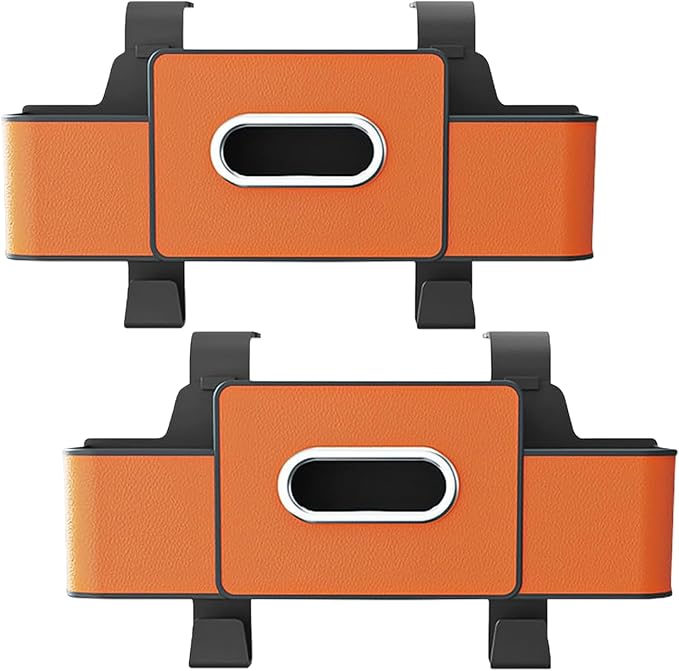 Car Organizers and Storage Box, Car Organizers and Storage Back Seat, With Cup Holder, Tissue Box, Trash Bin & Hooks, Strong Bags Hooks, Large Storage Space (2Pc Orange)