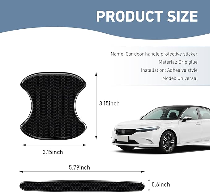 Cuymoap 8 PCS Car Door Bowl and Handle Protectors, Anti-scratch Waterproof Paint Protective Film, Thickened Tight Fit Decoration Trim, Universal Self-adhesive Exterior Accessory for Car (Black)