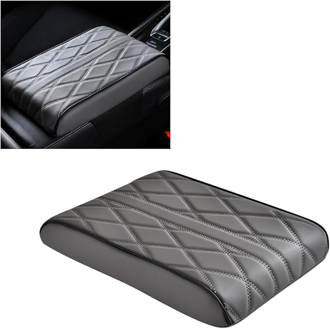 Car Center Console Cover Pad, Leather Auto Console Arm Rest Cover, Waterproof Car Armrest Seat Box Cushion Protector, Memory Foam Armrest Pillow for Most Cars