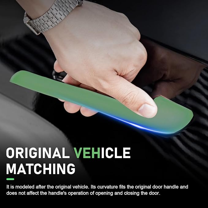 Hugwits 4 PCS Car Door Handle Covers, Scratch-Resistant Glow-in-The-Dark Door Handle Protector, Anti-Scratch Decorative Film, Compatible with 2017-2024 Model 3 2020-2024 Model Y (Green)
