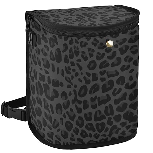 Black Leopard Car Trash Can African Animal Skin Print Car Garbage Bag with Lid Hanging Waterproof Leak Proof Vehicle Storage Bin