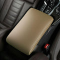 Car Center Console Cover Nappa Leather Memory Foam Armrest Box Seat Box Cushion Protector Pad Comfortable Height Increase Universal for Car Truck SUV (Glossy,Beige)