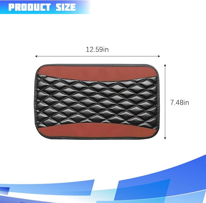 Car Center Console Cover, Comfortable PU Leather Vehicle Armrest Storage Box Cushion Pad, Anti-Scratch Automotive Interior Arm Rest Cover Protector, Universal for Truck SUV Sedan (Brown)