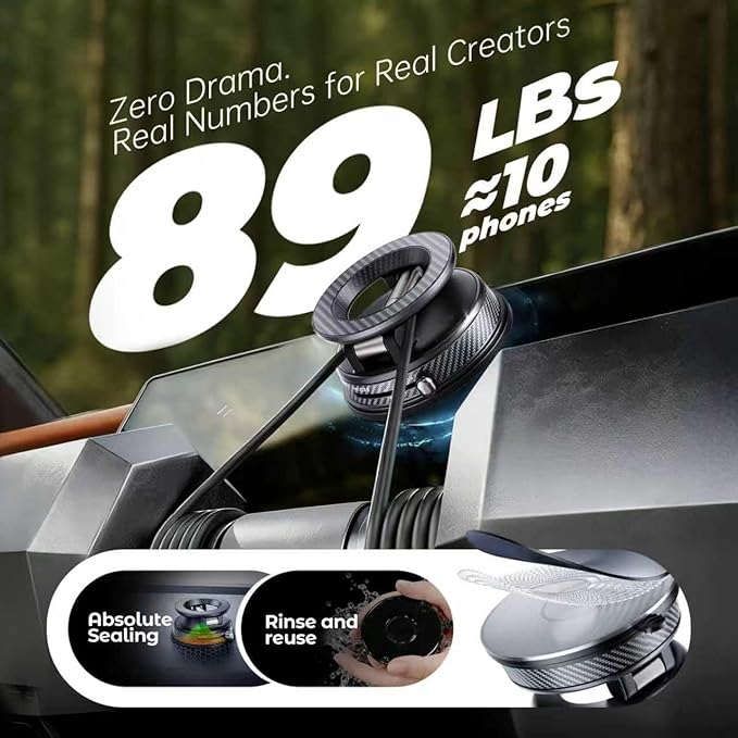 UEEMEE Vacuum Magnetic Phone Holder for Car, Magsafe Car Mount 360 Adjustable Vacuum Suction Cup, Phone Mount for Car Accessories/Windshield/Mirror/Kitchen/Gym for iPhone 17 Pro Max 16 15 14 13