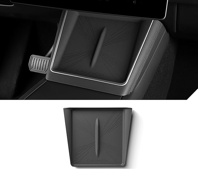 Center Console Wireless Charger Mat Compatible with Tesla Model Y Juniper 2025, Silicone Console Wireless Phone Charging Pad, Wireless Charging Protector for Model Y Accessories (Black)