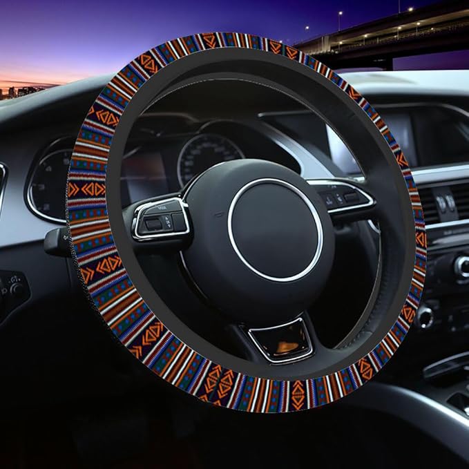 Ethnic Pattern Elastic Steering Wheel Cover Colorful Steering Wheel Cover Anti Slip Protective Case Universal Stretch Steering Protector