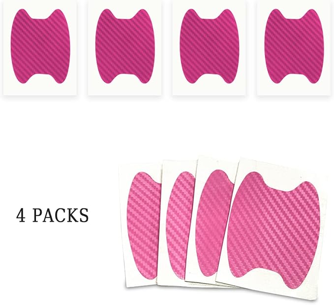 4PCS Door Handle Protector Sticker, Universal Carbon Fiber Anti-Scratches Auto Door Handle Protective Film, Side Paint Cover Guard Stickers Fit for Most Handles (Pink/4PCS)