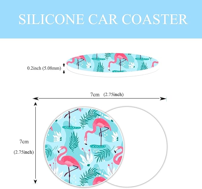 Flamingo Gifts for Women Steering Wheel Cover for Women Men with 2 Pcs Car Coasters, Universal 14.5-15 Inch Rainbow Steering Wheel Covers Non-Slip Car Accessories for Girls