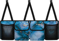 Car Trunk Organizer, Blue Marble Backseat Hanging Large Storage with Adjustable Straps & 4 Pockets, Waterproof Collapsible Cargo Bag, Car Interior Accessories