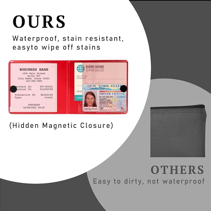 4 PCS Car Registration and Insurance Holder, 10.6''×4.8'' Essential Auto Card Glove Box Organizer with Closure, Vehicle Interior Accessories Perfect for Documents, Cards