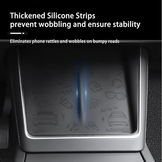 Anti-Slip Wireless Charging Silicone Protective Pad for Tesla Model Y/3 2025-2026, Durable ABS Material, Easy Installation