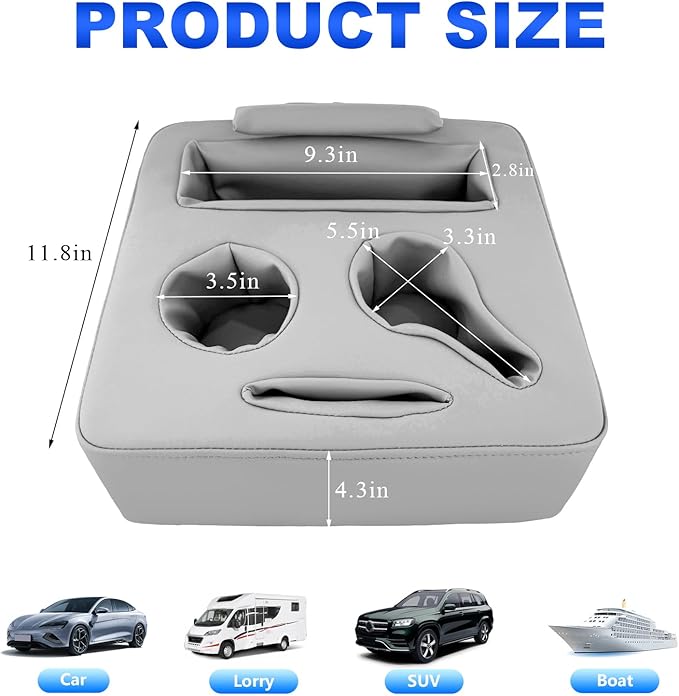 Kewucn Car Back Seat Organizer, Leather Sofa Cup Pocket, Waterproof Pillow to Store Drink Snack Phone, Universal Auto Couch Holder for Car, RV, Bed (Gray)