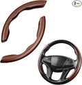 Steering Wheel Cover, 2PCS Segmented Steering Wheel Protector, Carbon Fiber Anti-Slip and Durable Car Accessory, Universal Fit for Most Cars，SUVs (Carbon Fiber Brown)