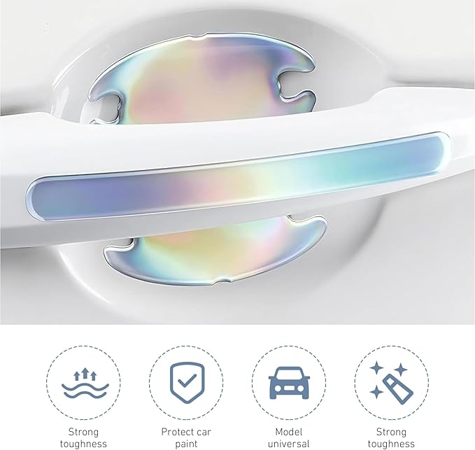 Cuymoap 16 PCS Car Door Bowl and Handle Protectors, Anti-scratch Waterproof Paint Protective Film, Thickened Tight Fit Decoration Trim, Universal Self-adhesive Exterior Part for Car (Multicolored)