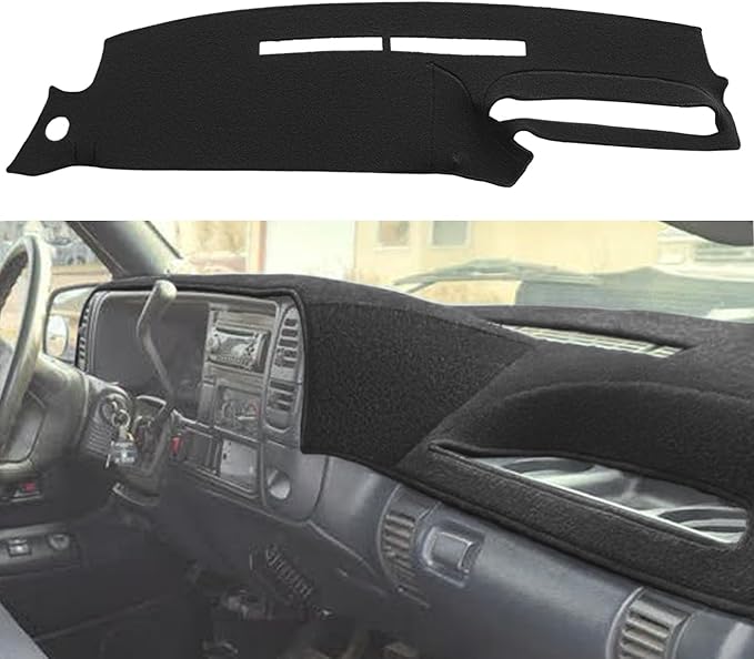 Dash Cover Mat Custom Fit for 1995-1996 Chevy Chevrolet Silverado C1500 C2500 C3500 K1500 K2500 K3500 Tahoe Suburban,GMC Sierra Yukon Suburban Pickup Truck,Dashboard Cover Pad Carpet (Black) J131