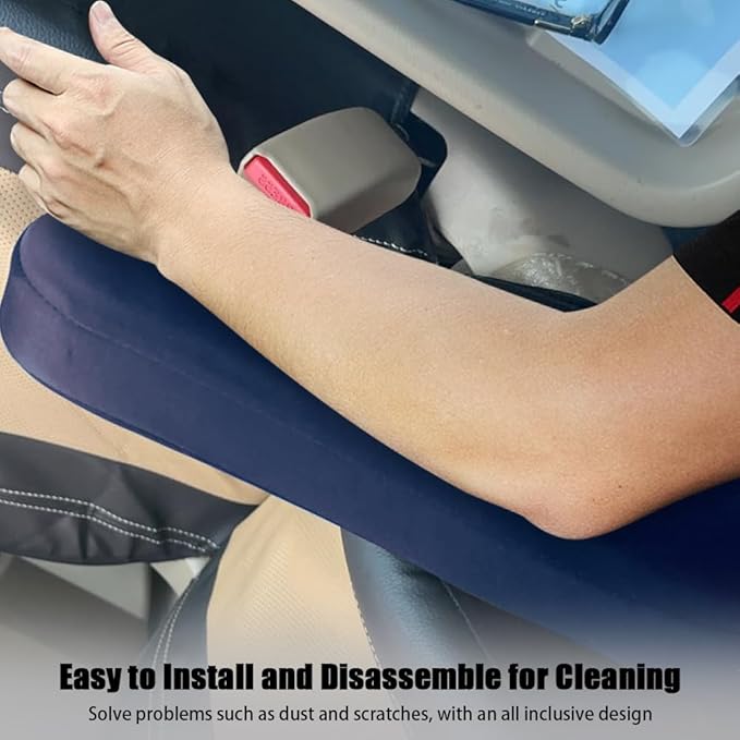 Smeyta 2PC Car Front Seat Armrest Covers,Universal Size Seat Arm Rest Cover,Flat Cloth Fabric Armrest Cover,Car Interior Accessories(Navy Blue,1Pair)