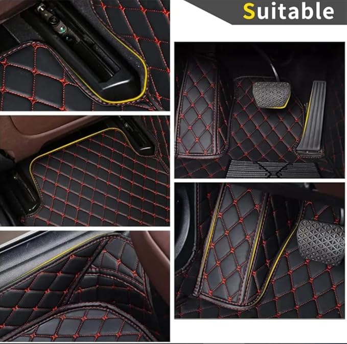Custom Luxury Leather Car Floor Mats Upgrade Your Car's Interior All-Weather Protection for Cars, SUVs, Trucks Compatible with Automotive Floor Mats (Beige)