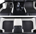 Custom Car Floor Mats Fit for 99% Sedan SUV Sports Car Full Coverage Pads Leather Floor Liners Mat Women Men (Black&White)