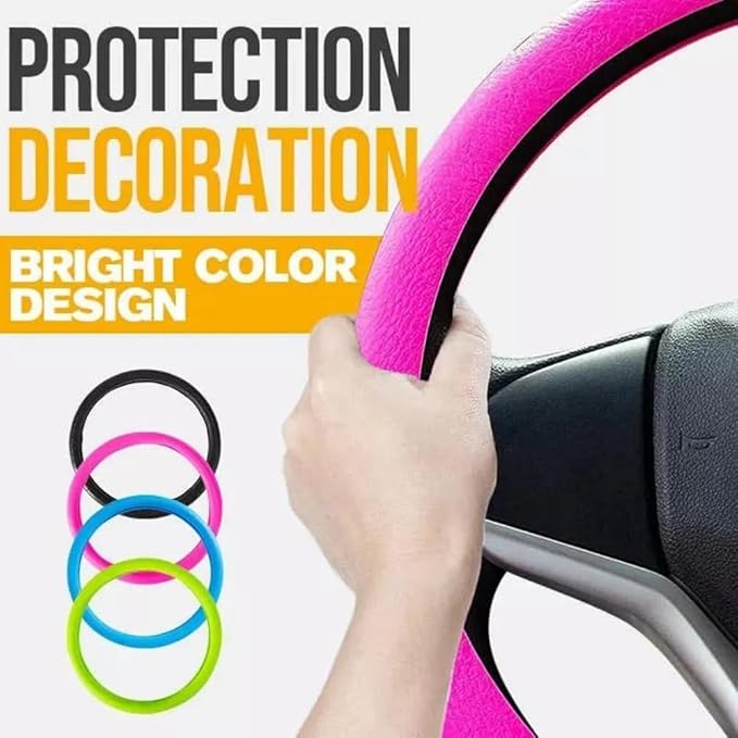 Silicone Steering Wheel Cover, Car Steering Wheel Cover, Anti-Slip Car Steering Wheel Protective Cover, Fit 12.6-16 Inch, for Car SUV Truck Van, for Women & Men (Pink)