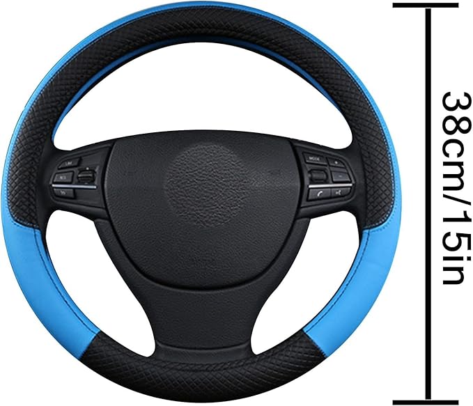 Steering Wheel Cover for Honda Pilot 2003-2025, Leather Easy Installation Car Interior Accessories Breathable Auto Protector Non Slip Grip,Blue