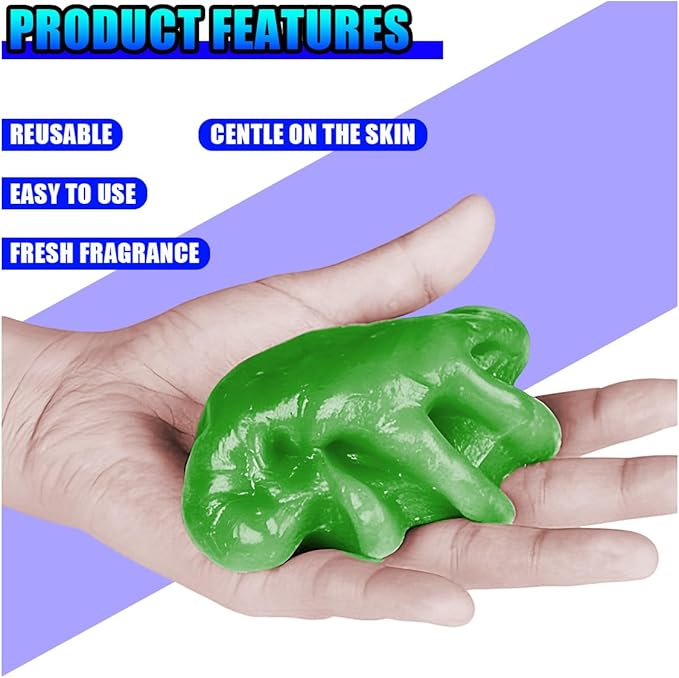 Car Cleaning Gel, No-Scratch Automotive Dust Cleaning Putty, Car Interior Cleaner Slime with Adsorption Capacity, Universal Vehicle Detailing Supplies for Most Cars (Green)