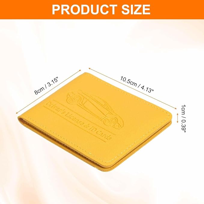 HARFINGTON Car Registration and Insurance Holder PU Leather Vehicle Glove Box Organizer Storage Accessories Car ID Holder with 8 Pockets for License ID Card Bank Card Documents, Yellow