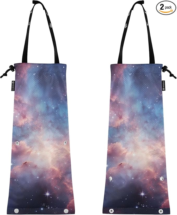 ALAZA Hanging Car Trash Bags Garbage Bag Trash Can for Back Seat Small Nebula 2 Washable Storage Bag Retractable 2 Pack