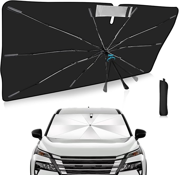 Windshield Sun Shade Umbrella Custom for Nissan Rogue 2022 2023 2024 2025 Foldable UV Protection Car Cover, Emergency Rain Shield & Dashboard Protector - Durable Auto Accessory