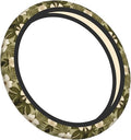 Hawaiian Hibiscuses?Flora Olive Green Car Steering Wheel Cover, 15 Inch Steering Wheel Cover Stylish Decor for Most Cars