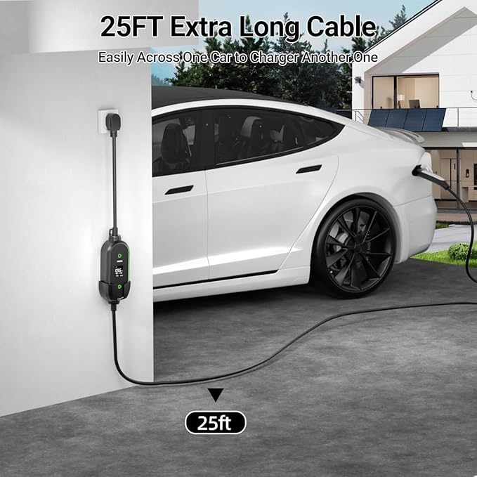 Level 2 EV Charger for Tesla,ETL Listed 40Amp 240V Portable EV Mobile Charger for Tesla, 25FT Cord,NACS Connector, NEMA 14-50 Plug, Compatible with Tesla Models 3/Y/S/X for Home, Garage, Road Trip