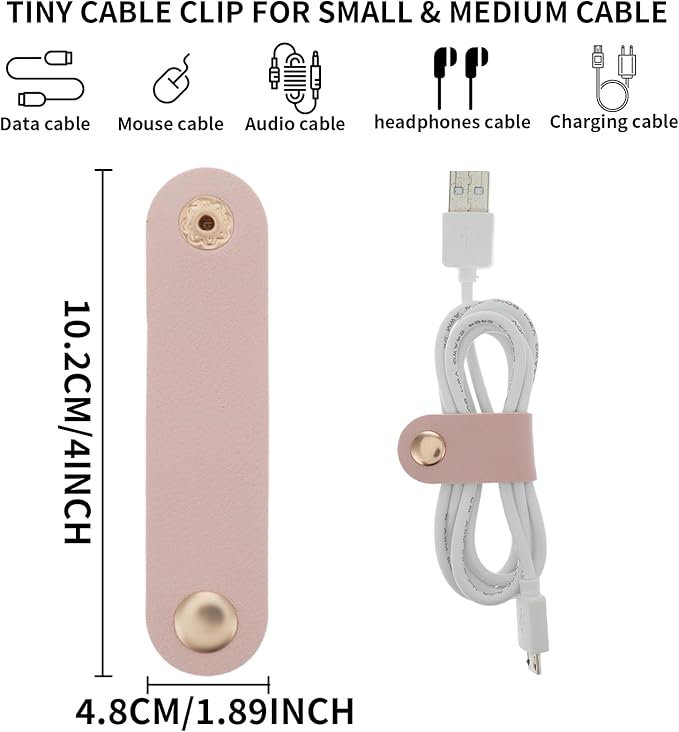 6 Pieces Cord Organizer, PU Leather Cable Organizer Reusable Cable Straps Clips Wire Ties Charging Cord Power Cord Earphone USB Holder Multipurpose Winder Holder Keeper Manager Management